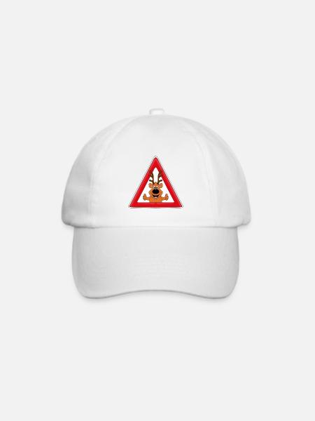 ACHTUNG WILDWECHSEL - REH - VERKEHRSZEICHEN - TIER - Baseballkappe - Weiß/Weiß