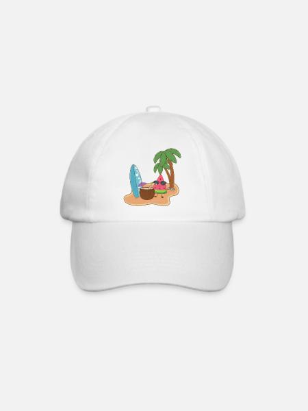 Mel Melone auf der Insel Sommer Melone - Baseballkappe - Weiß/Weiß