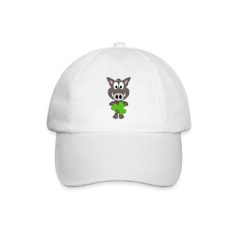 WILDSCHWEIN - KLEEBLATT - TIER - TIERISCH - Baseballkappe - Weiß/Weiß - Vorne