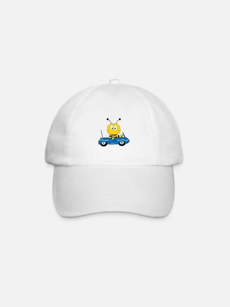 BIENE - AUTO - AUTOFAHRER - CABRIO - TIERISCH - Baseballkappe - Weiß/Weiß