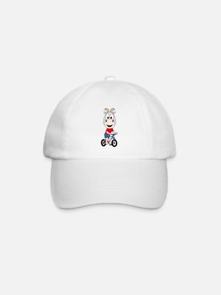 ZIEGE - FAHRRAD - TIER - KIND - BABY - Baseballkappe - Weiß/Weiß