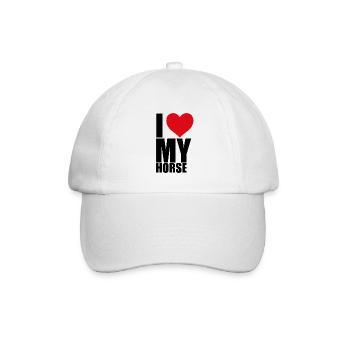I LOVE MY HORSE - PFERD - PONY - LIEBE - Baseballkappe - Weiß/Weiß - Vorne
