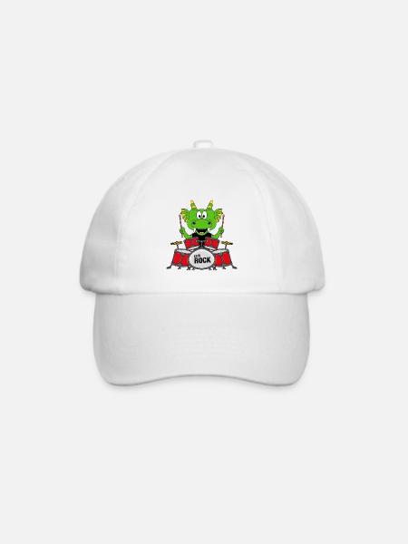 SCHLAGZEUGER - BAND - MUSIK - DRACHE - KIND - Baseballkappe - Weiß/Weiß