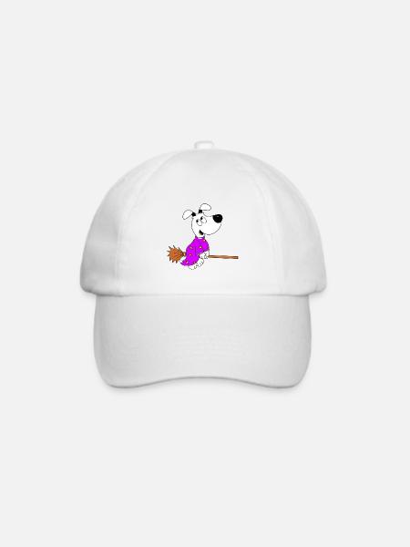 HALLOWEEN - HUND - HEXE - TIER - KIND - BABY - Baseballkappe - Weiß/Weiß