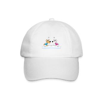 HUNDE - SCHNEEBALLSCHLACHT - TIERE - FUN - SCHNEE - Baseballkappe - Weiß/Weiß - Vorne
