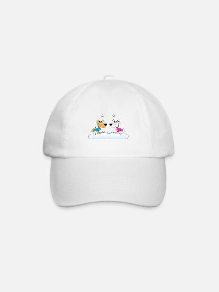 HUNDE - SCHNEEBALLSCHLACHT - TIERE - FUN - SCHNEE - Baseballkappe - Weiß/Weiß