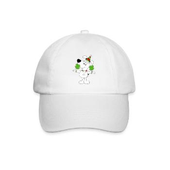 HUND - KLEEBLÄTTER - GLÜCKSBRINGER - Baseballkappe - Weiß/Weiß - Vorne