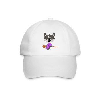 WOLF - HEXE - HEXENBESEN - HALLOWEEN - Baseballkappe - Weiß/Weiß - Vorne