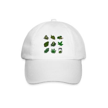 Cannabis, Weed Sticker Pack - Baseballkappe - Weiß/Weiß - Vorne
