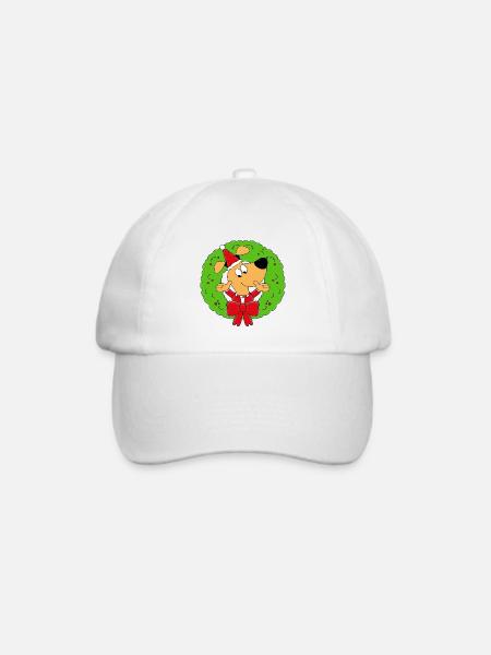 HUND - ADVENTSKRANZ - ADVENT - WEIHNACHTEN - TIER - Baseballkappe - Weiß/Weiß