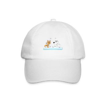 KATZE - HUND - SCHNEEBALLSCHLACHT - SCHNEE - TIERE - Baseballkappe - Weiß/Weiß - Vorne