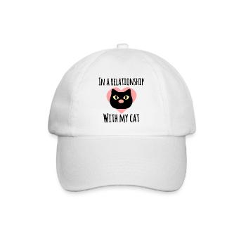 In einer Beziehung mit meiner Katze: Katzenliebhaber Zitat - Baseballkappe - Weiß/Weiß - Vorne