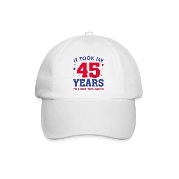 Ich habe 45 Jahre gebraucht, um so gut auszusehen - Baseballkappe - Weiß/Weiß - Vorne