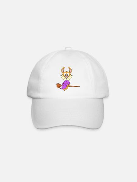 HASE - HEXE - HEXENBESEN - TIER - KIND - BABY - Baseballkappe - Weiß/Weiß