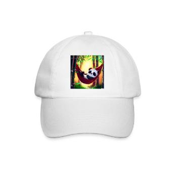 Süßer Pandabär in einer Hängematte - Baseballkappe - Weiß/Weiß - Vorne