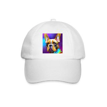 multicolored french bulldog vibrant colors - Baseballkappe - Weiß/Weiß - Vorne