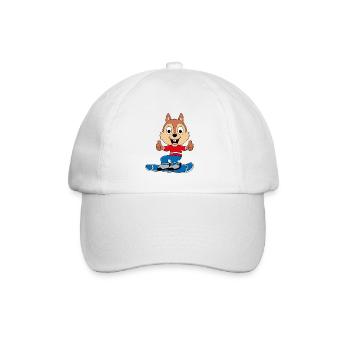 EICHHÖRNCHEN - SNOWBOARD - WINTERSPORT - TIERISCH - Baseballkappe - Weiß/Weiß - Vorne