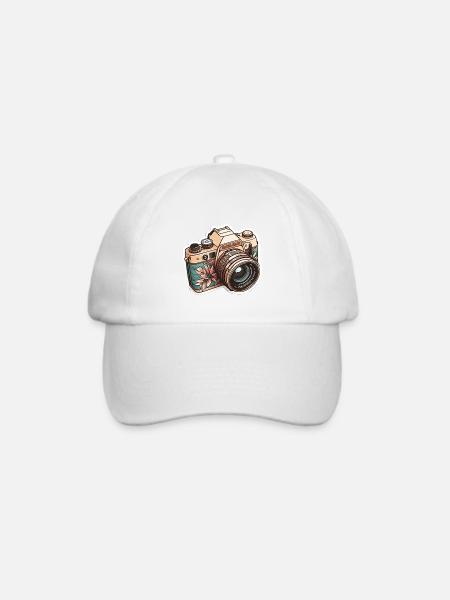 Flower-Power-Kamera - Baseballkappe - Weiß/Weiß