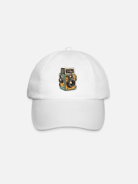 Retro-Kamera - Baseballkappe - Weiß/Weiß
