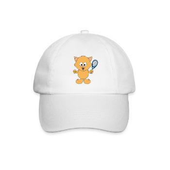 KATZE - KATER - TIER - TENNIS - SPORT - Baseballkappe - Weiß/Weiß - Vorne