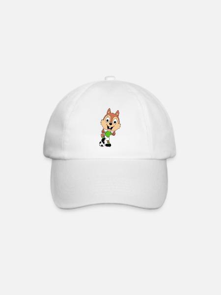 FUßBALL - SPORT - EICHHÖRNCHEN - TIER - Baseballkappe - Weiß/Weiß