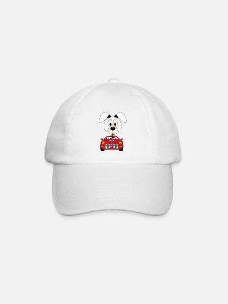 AUTO - HUND - TIER - KIND - BABY - AUTOFAHRER - Baseballkappe - Weiß/Weiß
