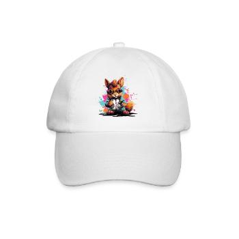 Pop Art Eichhörnchen mit Smartphone - Baseballkappe - Weiß/Weiß - Vorne
