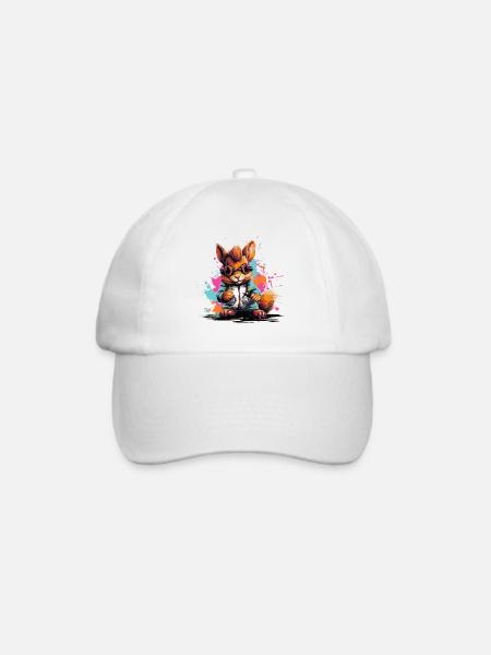Pop Art Eichhörnchen mit Smartphone - Baseballkappe - Weiß/Weiß