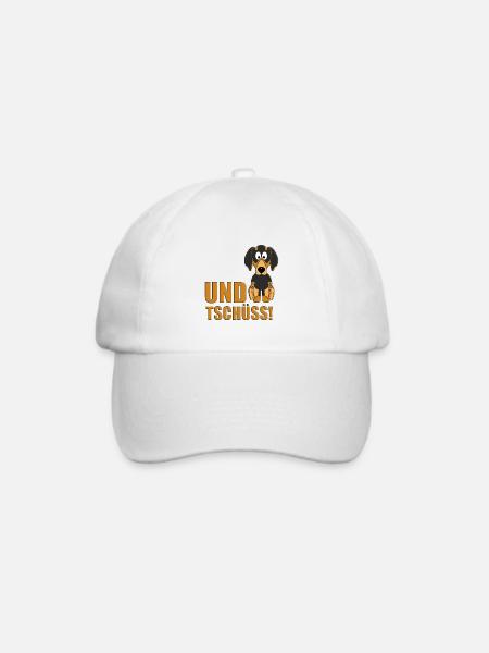 DACKEL - TECKEL - DACHSHUND - HUND - JAGDHUND - Baseballkappe - Weiß/Weiß