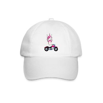 MOTORRAD - BIKER - EINHORN - Baseballkappe - Weiß/Weiß - Vorne