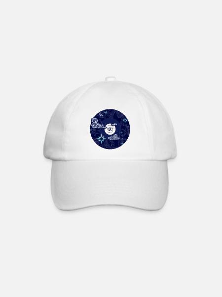 Mond Mandala - Baseballkappe - Weiß/Weiß