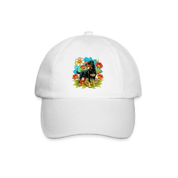 Beauceron Dog - ungekürzte Ohren Version - Baseballkappe - Weiß/Weiß - Vorne