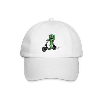 niedliches lustiges Monster auf Escooter - Baseballkappe - Weiß/Weiß - Vorne