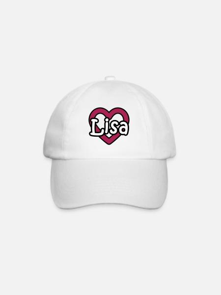 Lisa Name Vorname Mädchenname Herz Namenstag - Baseballkappe - Weiß/Weiß