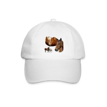 Pferde Wild Hengst & Stute Pferd und Ponys Kopf - Baseballkappe - Weiß/Weiß - Vorne