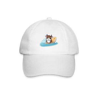surfende Kuh, Sportliches Tierdesign - Baseballkappe - Weiß/Weiß - Vorne