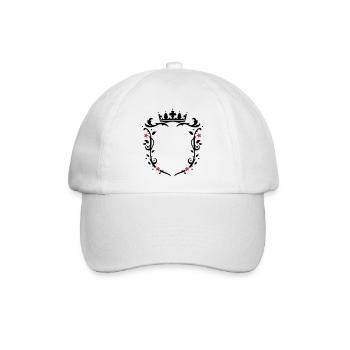 florales Wappen mit Krone - Baseballkappe - Weiß/Weiß - Vorne