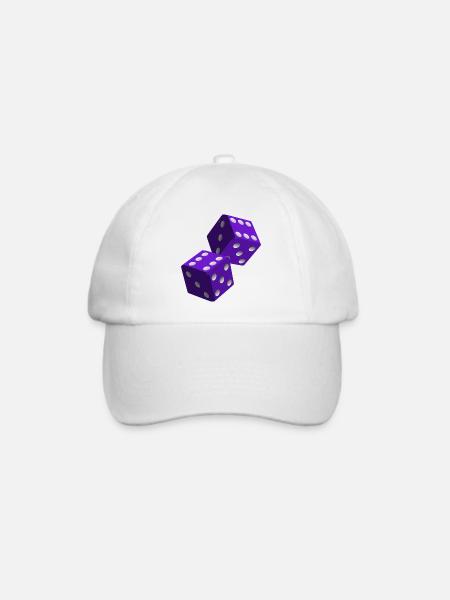 Würfel lila mit weißen Zahlen - Baseballkappe - Weiß/Weiß