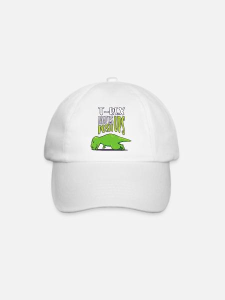 T Rex Hates Pushups Workout lustig Geschenk - Baseballkappe - Weiß/Weiß