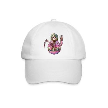 Eine Babuschka/ Matroschka mit Totenkopf und Gift - Baseballkappe - Weiß/Weiß - Vorne