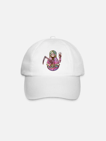 Eine Babuschka/ Matroschka mit Totenkopf und Gift - Baseballkappe - Weiß/Weiß
