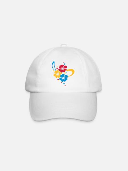 Blumenbouquet mit Schleife - Baseballkappe - Weiß/Weiß