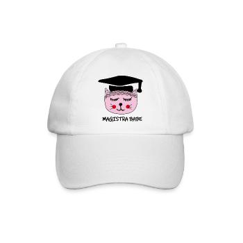 Akademikerin Katze MAGISTRA - Baseballkappe - Weiß/Weiß - Vorne