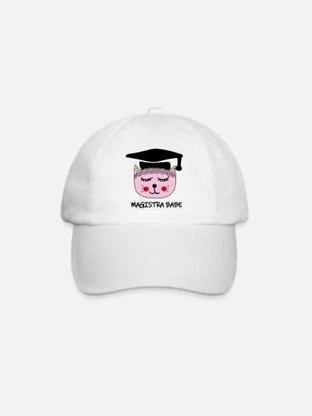 Akademikerin Katze MAGISTRA - Baseballkappe - Weiß/Weiß