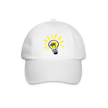 Glühbirne leuchtend / light bulb shining - Baseballkappe - Weiß/Weiß - Vorne