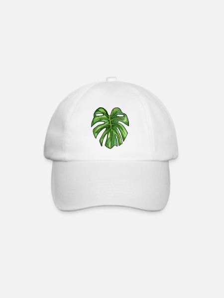 Monstera - tropische Pflanze in Aquarell - Baseballkappe - Weiß/Weiß