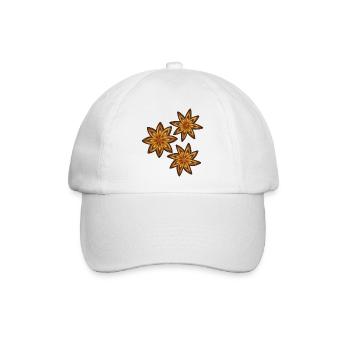 Drei leuchtende Sternanis - Gewürz und Heilpflanze - Baseballkappe - Weiß/Weiß - Vorne