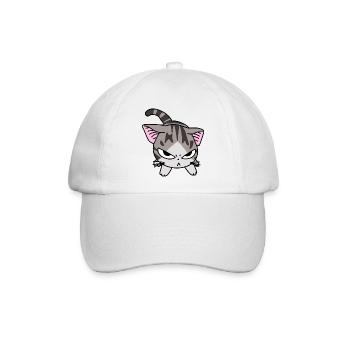Katze Anime Böse - Baseballkappe - Weiß/Weiß - Vorne