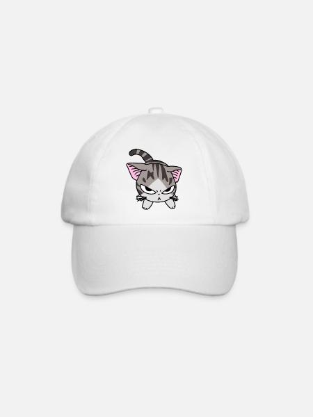 Katze Anime Böse - Baseballkappe - Weiß/Weiß