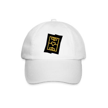 Fußballfeld mit Herz Vereinsfarben gelb schwarz - Baseballkappe - Weiß/Weiß - Vorne